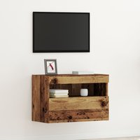 Berkfield Home TV Wall Cabinet with LED Lights Old Wood 60x30x40 cm in Brown | Size: 60 x 30 x 40 cm