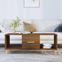Berkfield Home Coffee Table Brown Oak 102x50x40 cm Engineered Wood | Size: 102 x 50 x 40 cm