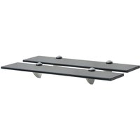 Berkfield Home Floating Shelves 2 pcs Glass 50x20 cm 8 mm in Black