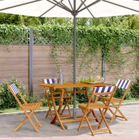 Folding Garden Chairs 4 pcs Blue & Fabric & Solid Wood