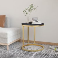 Berkfield Home Side Table Gold & Black 45 cm Tempered Glass