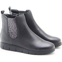 Stylish Leather Boots Leopard Print Elastic Insert