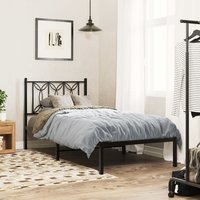 Berkfield Home Metal Bed Frame without Mattress with Headboard Black 90x200cm | Size: 90x200 cm