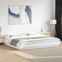 Berkfield Home Bed Frame with LED Lights without Mattress White 200x200cm | Size: 200x200 cm