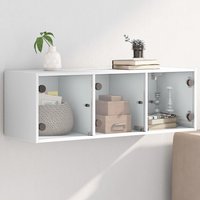 Berkfield Home Wall Cabinet with Glass Doors White 102x37x35 cm | Size: 102 x 37 x 35 cm