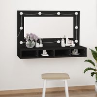 Berkfield Home Mirror Cabinet with LED Black 90x31.5x62 cm