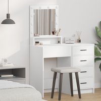 Berkfield Home White Dressing Table with LED Lights, 50x41x135 cm | Size: 50 x 41 x 135 cm