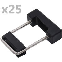 Berkfield Home U Connector with Plastic for Fence Post 60x40 mm 25 Sets in Black