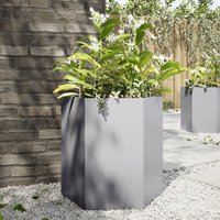 Berkfield Home Garden Planter Hexagon 46x40x45 cm Galvanized Steel in Silver | Size: 46 x 40 x 45 cm