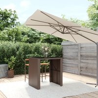 Berkfield Home Bar Table with Glass Top Brown 105x80x110 cm Poly Rattan | Size: 105 x 80 x 110 cm