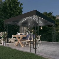 Berkfield Home Gazebo with LED String Lights 3x3 m Anthracite in Black