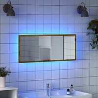 Berkfield Home LED Bathroom Mirror Artisan Oak 100x8.5x37 cm Engineered Wood in Brown