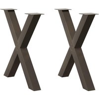 Berkfield Home Dining Table Legs X-Shaped 2 pcs Natural Steel 70x(72-73) cm Steel in Brown