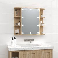 Berkfield Home Mirror Cabinet with LED Sonoma Oak 70x16.5x60 cm in Brown