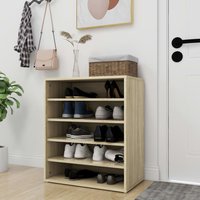 Berkfield Home Shoe Cabinet Sonoma Oak 60x35x70 cm Engineered Wood in Brown | Size: 60 x 35 x 70 cm