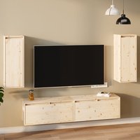 Berkfield Home Wall Cabinets 2 pcs 30x30x80 cm Solid Wood Pine in Brown | Size: 30 x 30 x 80 cm