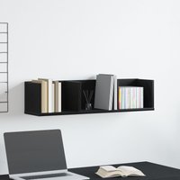 Berkfield Home CD Wall Shelf - Black Oak, 75x18x18 cm, Made of Engineered Wood | Size: 75 x 18 x 18 cm