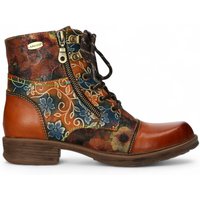 Laura Vita Women's Anita 006 Floral Gothic Victorian Leather Ankle Boots in Brown | Size: 8