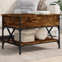 Berkfield Home Coffee Table Smoked Oak 70x50x50 cm Engineered Wood & Metal in Brown | Size: 70 x 50 x 50 cm