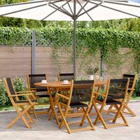 7 Piece Garden Dining Set Polypropylene & Solid Wood