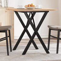 Berkfield Home Dining Table X-Frame 70x70x75.5 cm Solid Wood Pine & Steel in Brown