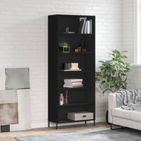 Berkfield Home Highboard Black 69.5x32.5x180 cm Engineered Wood