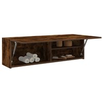 Berkfield Home Bathroom Wall Cabinet Smoked Oak 100x25x30 cm Engineered Wood in Brown | Size: 100 x 25 x 30 cm