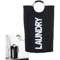 Xample Collapsible Fabric Laundry Hamper, Foldable Clothes Bag, Washing Bin Basket in Black