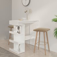 Berkfield Home Bar Table with Storage Rack High Gloss White 100x50x101.5 cm