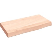 Berkfield Home Wall Shelf 40x20x4 cm Untreated Solid Wood Oak in Brown | Size: 40 x 20 x 4 cm