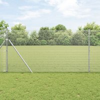 Berkfield Home Welded Wire Fence with 7 Posts 1.2x10 m Galvanised Steel in Silver