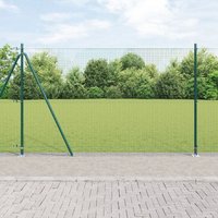 Berkfield Home Steel Fence Post Set Set of 2 Green Powder-Coated Steel