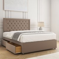 Nova Plush Divan Bed Set 24" Headboard & Mattress & 2 Drawers Footend Double