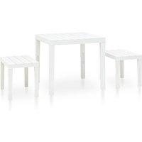 Berkfield Home Garden Table with 2 Benches Plastic White