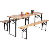Large 3 Piece Wooden Folding Picnic Beer Table Bench Trestle Patio Outdoor Garden Pub Camping furniture Dining Table Set BBQ