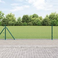 Berkfield Home Welded Wire Fence with 13 Flanged Posts Green 0.4x25 m Steel