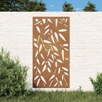 Berkfield Home Garden Wall Decoration 105x55 cm Corten Steel Bamboo Leaf Design in Brown