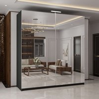 Double Mirror Sliding Wardrobe LED Light 200cm x 217cm cm x 217 cm