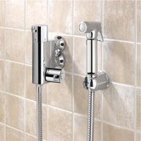 Chrome Bidet Douche & Mini Thermostatic Bar Valve Spray Kit Muslim Shataff Easy Fittings