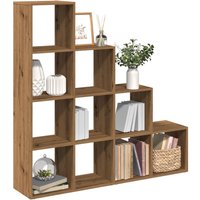 Room Divider Bookcase 4 Tier Artisan Oak 131.5x29x131.5 cm Engineered Wood