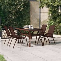 Berkfield Home Garden Table Brown & Black 140x70x70 cm Steel & Glass | Size: 140 x 70 x 70 cm