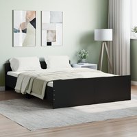 Berkfield Home Bed Frame with Headboard & Footboard Black 135x190 cm Double