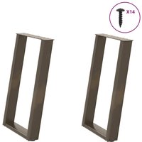 Berkfield Home vidXL Dining Table Legs U-Shaped 2 pcs Natural Steel 50x(72-73) cm Steel in Brown