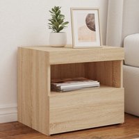 Berkfield Home Bedside Cabinets with LED Lights 2 pcs Sonoma Oak 50x40x45 cm in Brown | Size: 50 x 40 x 45 cm