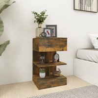 Berkfield Home Bedside Cabinet Smoked Oak 40x35x65 cm Engineered Wood in Brown | Size: 40 x 35 x 65 cm