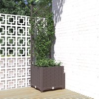 Berkfield Home Garden Planter with Trellis Brown 40x40x136 cm PP | Size: 40 x 40 x 136 cm