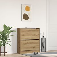 Berkfield Home Shoe Cabinet with Flip Drawer Smoked Oak 80x21x87, 5 cm in Brown