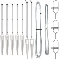 Berkfield Home Fence Posts Set Set of 7 Silver Steel