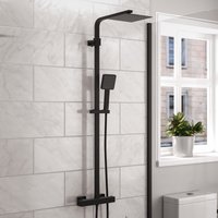 Modern Square Matte Black Exposed Thermostatic Mixer Shower Set Shower Head & Handheld