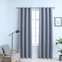 Berkfield Home Blackout Curtains with Metal Rings 2 pcs Grey 140x175 cm